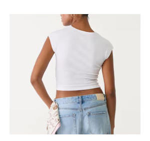 New Design Crew Neck Custom Autumn Gym Fitness Sets <b>Women</b> Plain Cotton Loose Long Sleeve Pullover Crop <b>Top</b> shirt - Product Image 4