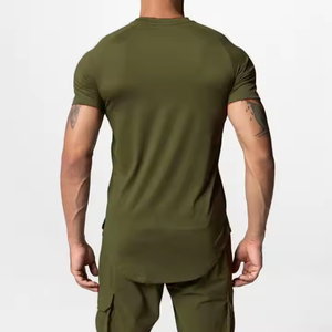 T-shirt en relief respirant pour hommes avec logo et design personnalisés Nouveauté Tendance Tendance Surdimensionné Gym Fitness T-shirts OEM - Product Image 2