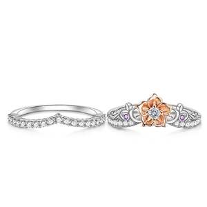 Ensemble de bagues de promesse Jeulia en or rose et argent sterling bicolore, bijoux de mode - Product Image 5