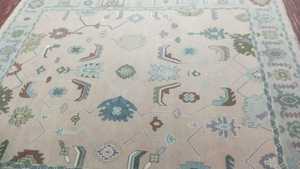 Alfombra de nudo hecha a mano anudada de lana de alta calidad Oushak nuevas alfombras bordadas modernas con patrón de forro de trabajo para sala de estar, dormitorios - Product Image 2