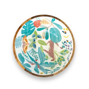 Serveur à salade écologique fabriqué à la main Design émaillé unique Bol en bois de mangue de grande capacité Mains de fête Ustensile de service - Product Image 4