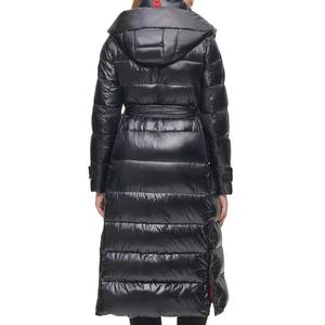 Manteau d'hiver matelassé long à capuche pour femme, tendance, manches classiques, haute qualité, logo personnalisé, polaire, uni, teint, polyester - Product Image 2