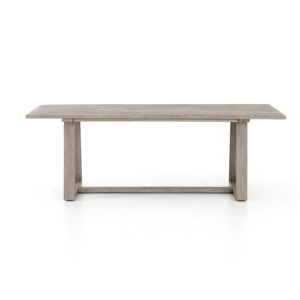 Mesa de comedor de madera maciza recuperada hecha a mano, tapa Natural con acabado antiguo plateado, Base de hierro de forma ovalada, precio al por mayor - Product Image 2