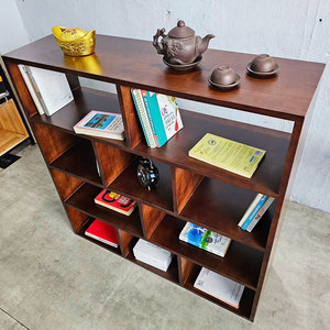 Rubberwood KS68202 4-Tier <b>Bookshelf</b> 100x30x100cm Minimalist Design Space Saving Living Room & <b>Staircase</b> Furniture for Dining - Product Image 5