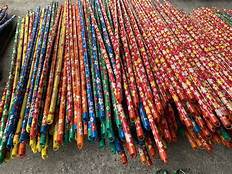 ไม้กวาดไม้ด้ามไม้110ซม. เคลือบด้วย PVC ลายดอกไม้พิมพ์ - Product Image 3