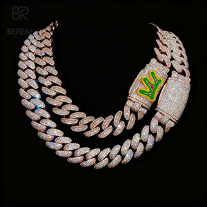 สร้อยคอคิวบันลิงค์เพชรโมอิสซาไนต์ผ่านการทดสอบเพชร VVS แบบกำหนดเอง ชุบทองคำขาว 925 ประดับเพชร สร้อยคิวบันสำหรับผู้ชาย เครื่องประดับคุณภาพสูง - Product Image 1