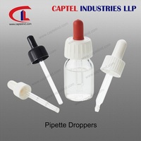 Pipette compte-gouttes avec marquage de volume, capuchon en plastique côtelé de couleur personnalisée et tétine en caoutchouc de couleur EPDM