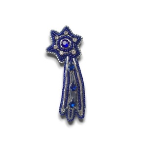 Shottingstar bleu avec broche brodée en cristal broderie à la main et broche de mode perlée en fil de lingot - Product Image 1