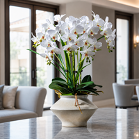 Arrangement d'orchidées Phalaenopsis artificielles roses en pot, fleurs artificielles pour la réception de spa et la vente en gros en showroom