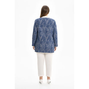 Abrigo de tela texturizada de grosgrain azul otoñal - Product Image 3
