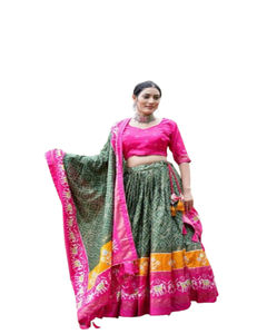 Designer classique beurre soie Lehenga Choli ensemble impression numérique broderie belle indienne pakistanaise femmes Dupatta traditionnel - Product Image 1