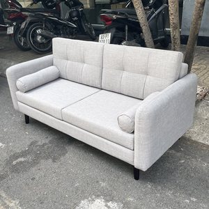 Sofá de Tres Plazas SFB68039 Tapizado en Tela Gris, 170x80cm, Forma Cuadrada, Esquinero, con Mechones, para Sala de Estar - Product Image 6