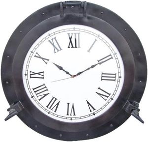 Deluxe Modern Antique Handmade Aluminum <b>Wall</b> <b>Clock</b> Porthole Nautical Design Customizable Plated Technique for Home Office Decor - Product Image 1