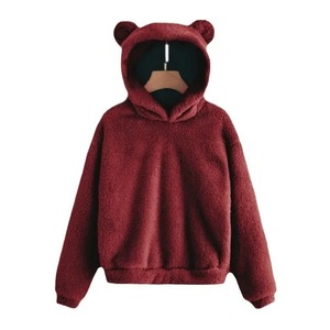 Sudadera con capucha de algodón informal para mujer, Tops de primavera rojos y marrones, antiarrugas, antipilling, características, cuello con capucha, ajuste holgado en la parte delantera - Product Image 5