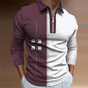 Venta al por mayor de los hombres de moda 100% poliéster Polo camisa de alta calidad Casual de manga larga personalizada Golf Camiseta transpirable de longitud corta - Product Image 5