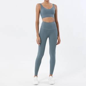 2025 ropa deportiva para mujer, ropa deportiva sin costuras para Yoga y gimnasio, conjunto de 2 piezas, patrón sólido, características de talla grande, sesión de Yoga - Product Image 4