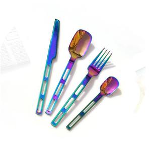 Couverts en acier inoxydable plaqués couleur argent idéal pour la cuisine café de table usage domestique tacheté Design poignée ensemble de 5 pièces - Product Image 2