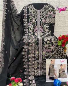 Nouvelle Georgette lourde Salwar Kameez avec un travail brodé élégant Collection pakistanaise à la mode et élégante - Product Image 2