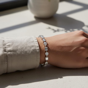 Luxury Diamond Tennis <b>Bracelet</b> for Women White Gold Plated CZ Stone <b>Bracelet</b> - Product Image 2