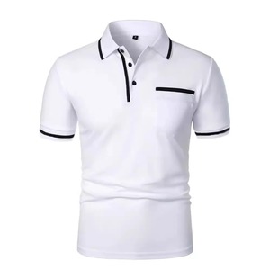 2025 Summer New Men's Solid Breathable Eco-Friendly Quick Dry High Street European Casual Short Sleeve Sports Button Pocket 100% - Product Image 1