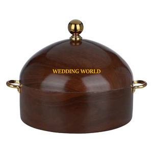 Cazuela de diseño árabe de acero inoxidable, cazuela de diseñador de vajilla de forma redonda, calentador de alimentos de Metal nuevo de lujo más vendido - Product Image 5