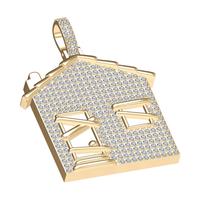 Pendentif Iced House en Moissanite 2025, Or Massif 10k, Bijoux Streetwear Urbain pour Hommes et Femmes, Design Porte Bloquée, Qualité Diamant VVS