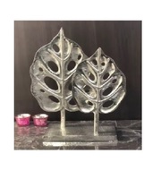 Sculpture abstraite en marbre doré avec base noire, lot de 2