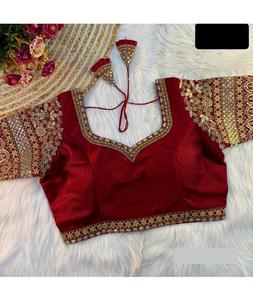 Perle lourde et miroir travail femmes portent un chemisier en soie lourd avec broderie travail fête porter Saree Blouse Bollywood Style Blouse - Product Image 1