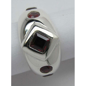 Shah Gems Women's Natural Garnet <b>Ring</b> in 925 Sterling <b>Silver</b> Rhodium Plated Fine Jewelry with <b>Statement</b> Style for Everyday Wear - Product Image 1