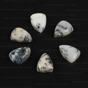 Ópalo dendrítico natural blanco 10x14mm trillón corte parte posterior plana calibrado cabujón piedras preciosas sueltas fabricación de joyas - Product Image 2