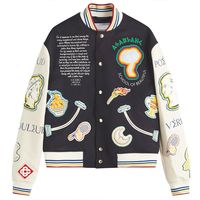 Blouson universitaire homme en chenille polyester/coton de haute qualité, col rond, un seul bouton, personnalisable sur le devant, décontracté, imperméable, pour le printemps