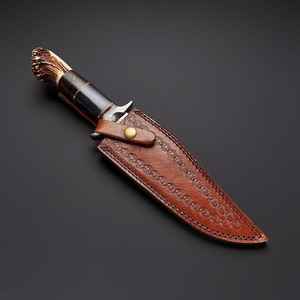 Venta al por mayor personalizada de alta calidad OEM ODM servicio mejor caza Camping cuchillo de acero de Damasco hecho a mano hermoso mango de hueso - Product Image 2