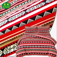 Tissu en microfibre en gros, tissu peau de pêche, tissu imprimé géométrique ethnique, tissu polyester à finition rigide