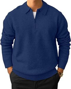 Sudadera de Punto para Hombre, Manga Larga, Cuello Camisero con Botones, Corte Regular, Color Sólido, para Invierno, Diseño Digital - Product Image 6