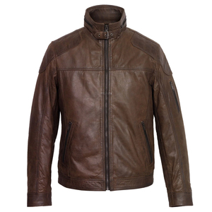 Chaqueta de Motociclista de Cuero Vacuno Marrón Personalizada de Moda 2025, Impermeable, Transpirable, con Ribete de Piel de Oveja Genuina para Hombre - Product Image 2