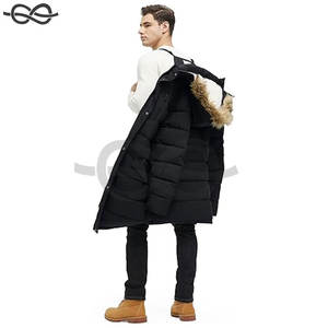 Chaqueta acolchada de lana extra larga para hombre, abrigo de invierno con capucha, Parka, ropa de abrigo cálida resistente al agua para clima frío - Product Image 5