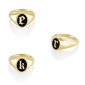 Valentine's Day Gift Personalized Classic 925 Sterling Silver <b>Initial</b> <b>Ring</b> Old English <b>Signet</b> <b>Ring</b> Full Back Unisex - Product Image 4