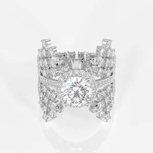 Round Cut Moissanite Diamond <b>Cocktail</b> Sterling Silver <b>Ring</b> Elegant and Luxurious Product Category - Product Image 5