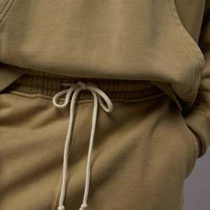 Conjunto de Sudadera y Pantalones Cortos de Algodón 100% para Hombre, Tallas Grandes, Transpirable, Venta al por Mayor, Diseño Liso, para Verano y Otoño - Product Image 4