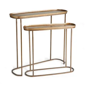 Vente à chaud Table console ronde moderne Meubles de salon élégants de luxe avec cadre rectangulaire carré Matériau en métal et fer - Product Image 4