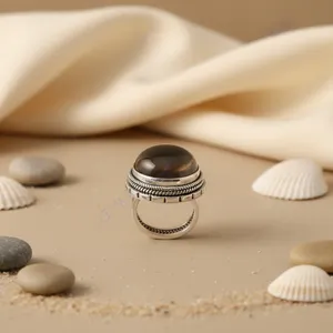 Bague pour femme Art Palace en argent sterling 925, sertie de pierres, style vintage, à porter au quotidien, provenant du Rajasthan - Product Image 3