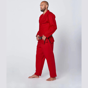 Kimono de BJJ rouge pour homme, coupe classique, uniforme d'arts martiaux pour adulte, pantalon uni teint, en stock - Product Image 2