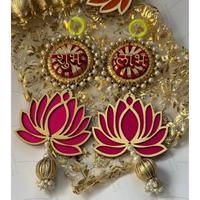 Dekorasi Dinding Art Deco Buatan Tangan Elegan Motif Teratai Shubh Labh Acara Perayaan Dekorasi Rumah Anggun Ulang Tahun Diwali AARNA