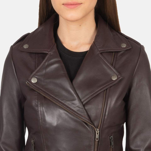 Veste d'hiver en cuir de vache véritable pour femmes, style motard, nouvelle collection, mode féminine classique, rembourrage en coton respirant, OEM - Product Image 5