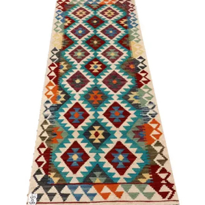 Tapis en laine Kilim de haute qualité, tapis antique tissé à la main, tapis à poils ras lavable, tapis de couloir brodé - Product Image 1