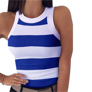 Venta al por mayor logotipo personalizado transpirable liso acanalado tejido crop top 100% algodón estampado mujeres fibra de bambú camisetas sin mangas - Product Image 5