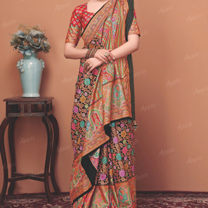 ชุดส่าหรีผ้าไหมโดลาแท้สำหรับสตรีพิมพ์ลายตำแหน่งตำแหน่ง Jari ผ้าไหมนุ่มแบบดั้งเดิมชุดใส่ในเทศกาล - Product Image 1