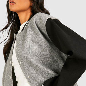 Chaqueta Letterman de Talla Grande para Mujer, Tejida en Algodón, para Uso en Exteriores en Invierno, Transpirable, con Cuello Alto, Personalizable, Venta al Por Mayor - Product Image 3