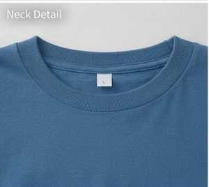 Camiseta de Manga Larga para Hombre, Cuello Redondo, Azul Liso, Corte Holgado, Informal, de Lana, 100% Algodón, Ecológica y Transpirable - Product Image 2