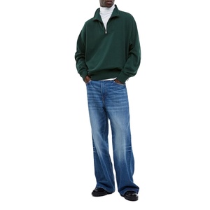 Jersey de hombros caídos de gran tamaño para hombre con logotipo personalizado estilo Hip Hop 100% algodón cuarto de cremallera Sudadera con capucha estampado diseño de peso pesado 2025 - Product Image 6